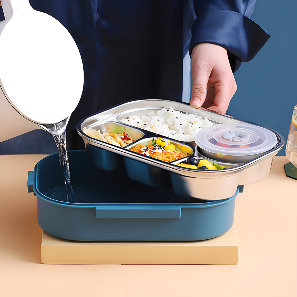 Termiczny lunch box ze stali nierdzewnej, szczelny, idealny na ciepły obiad do pracy, szkoły lub na piknik.