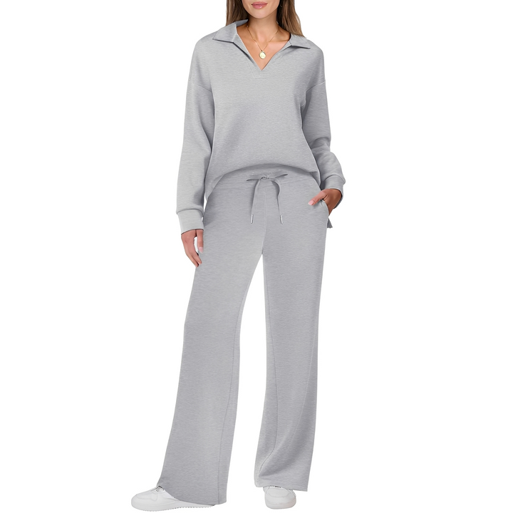 Wszechstronny komplet damski: sweter i spodnie. Idealny zestaw casualowy do pracy lub relaksu.