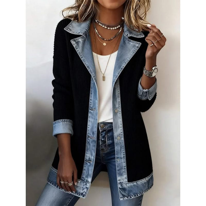 Damska kurtka patchwork denim, styl casual na wiosnę i jesień. Wygodna i modna odzież wierzchnia.