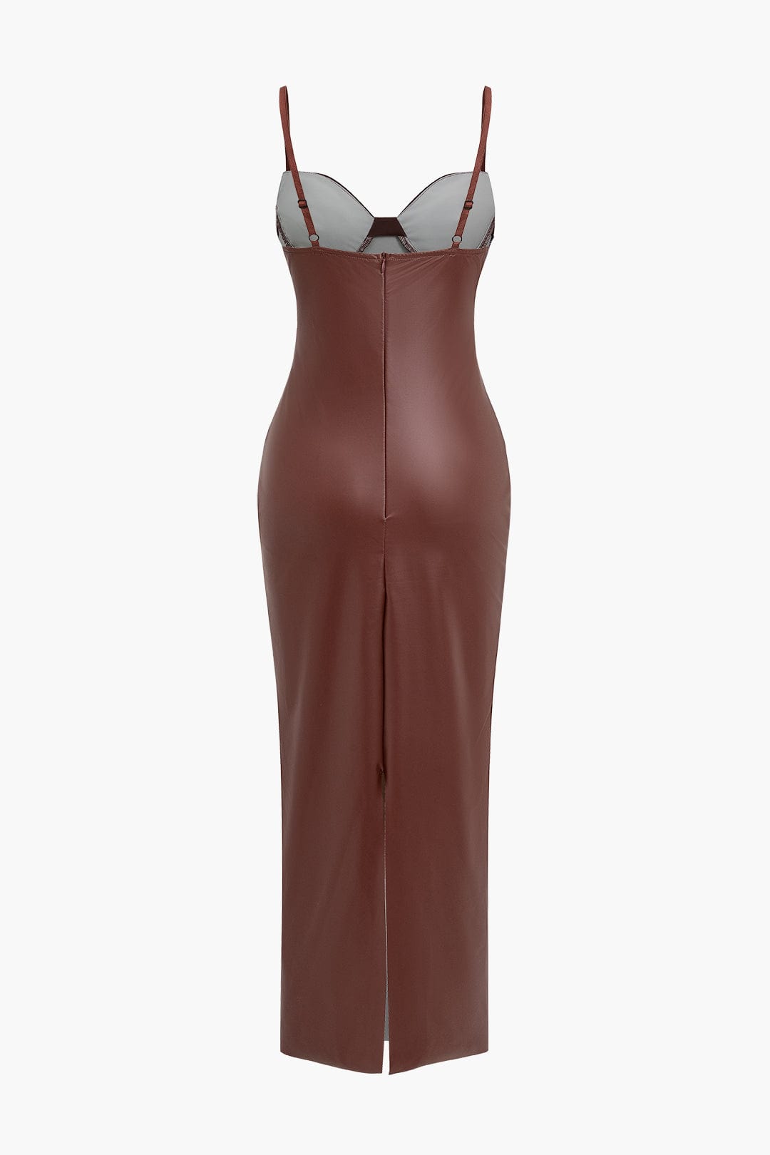Długa sukienka gorsetowa z efektem skóry. Damska sukienka maxi wieczorowa, elegancka i modna.