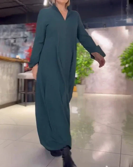 Wygodna długa sukienka damska z miękkiej bawełny premium, komfortowa na co dzień i eleganckie wyjścia.
