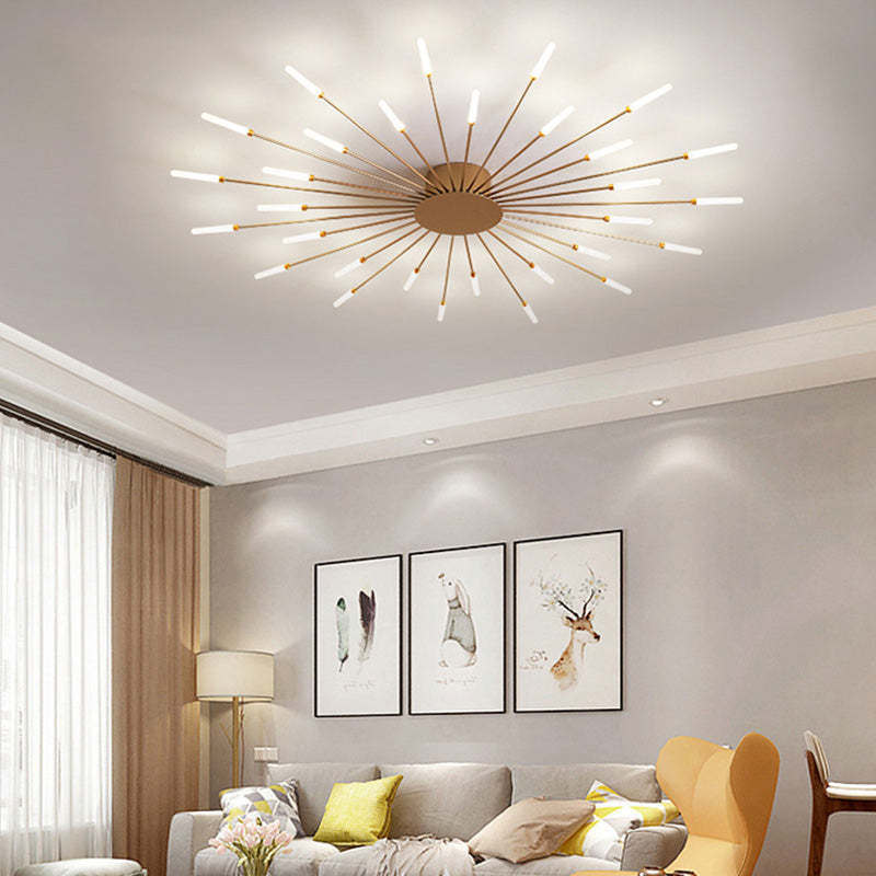 Nowoczesna lampa sufitowa LED, czarno-złota, ściemnialna, do salonu i sypialni, design metal/akryl.