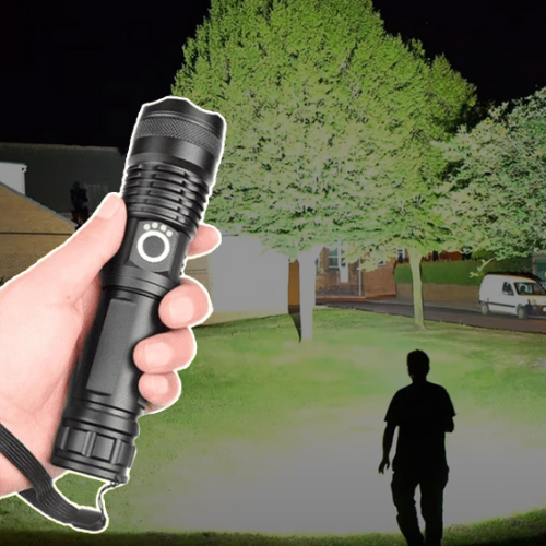 Latarka LED XHP50.2, 90000lm, super jasna, z zoomem, ładowana USB. Idealna na outdoor, turystykę i camping.