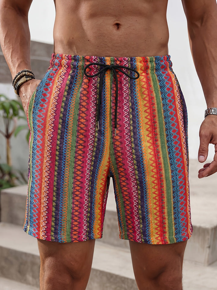 Damskie szorty z azteckim wzorem, styl boho na plażę. Modne, kolorowe i komfortowe.