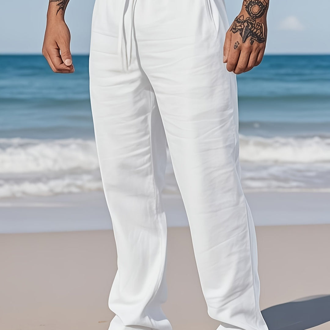 Stylowy męski komplet letni. Casualowa koszula i spodnie, idealne na plażę i wakacyjne wyjazdy.