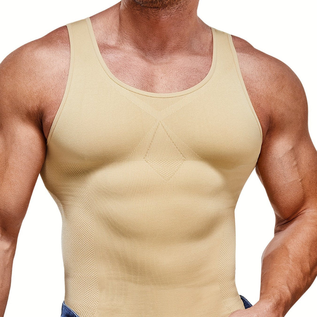 Męski tanktop kompresyjny modelujący brzuch. Wyszczuplająca koszulka bez rękawów, dopasowana.