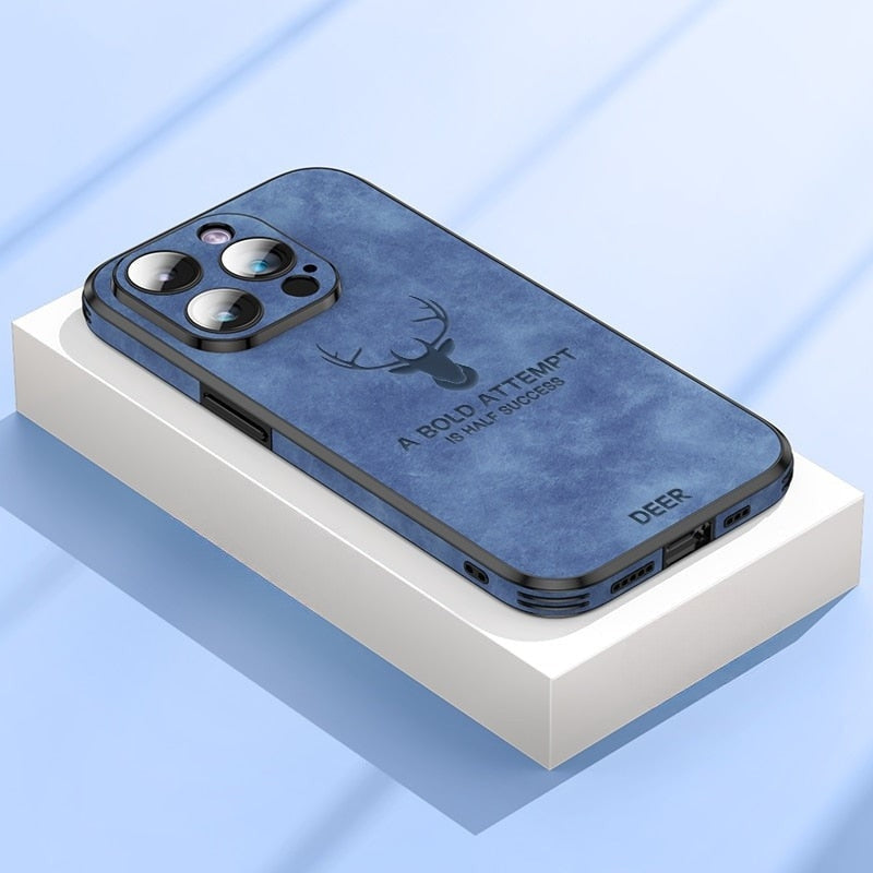 Premium etui z sarniej skóry na iPhone'a, ochrona aparatu, luksusowy design Veltro.