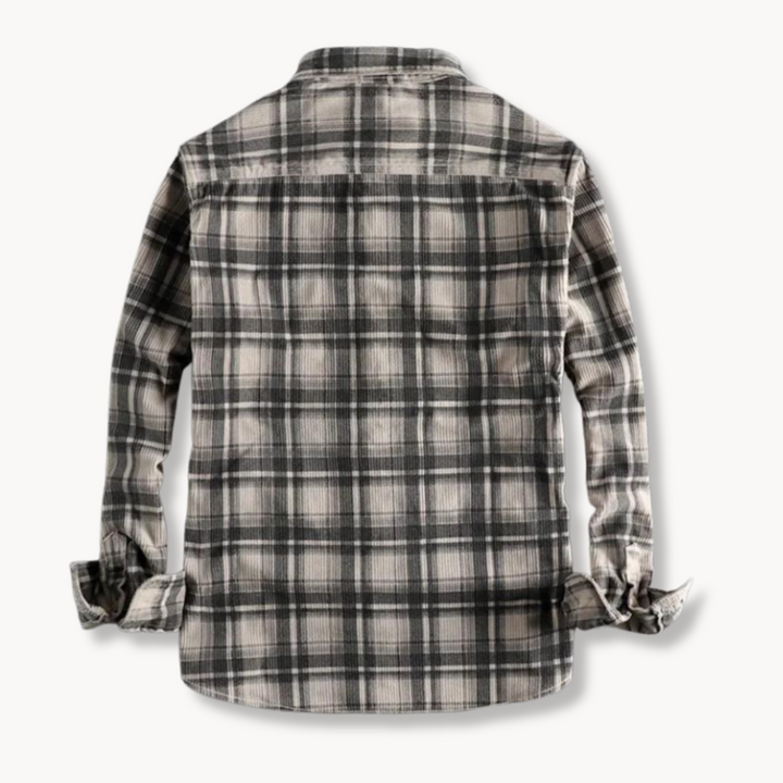 Męska flanelowa koszula w kratę, klasyczny krój, idealna do codziennych, casualowych stylizacji. Jesień/Zima.