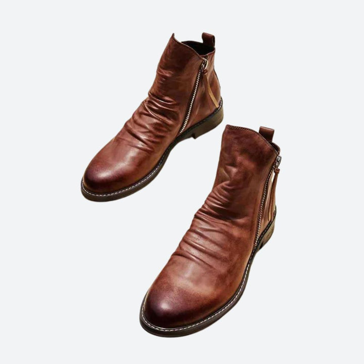Męskie botki zapinane na zamek, eleganckie i wygodne, idealne na jesień/zimę. Stylowe obuwie codzienne.