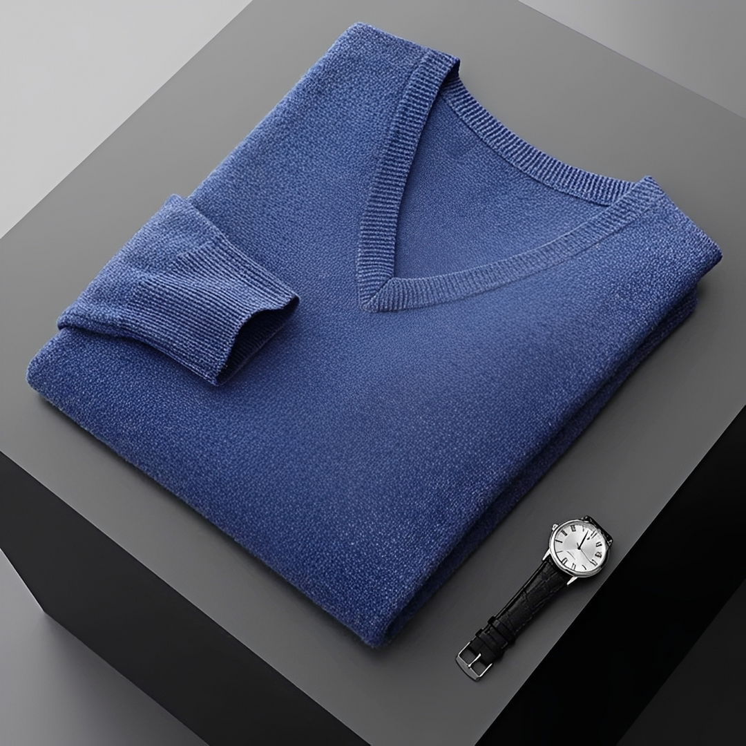 Casualowy sweter męski v-neck, idealny do codziennych stylizacji na jesień.