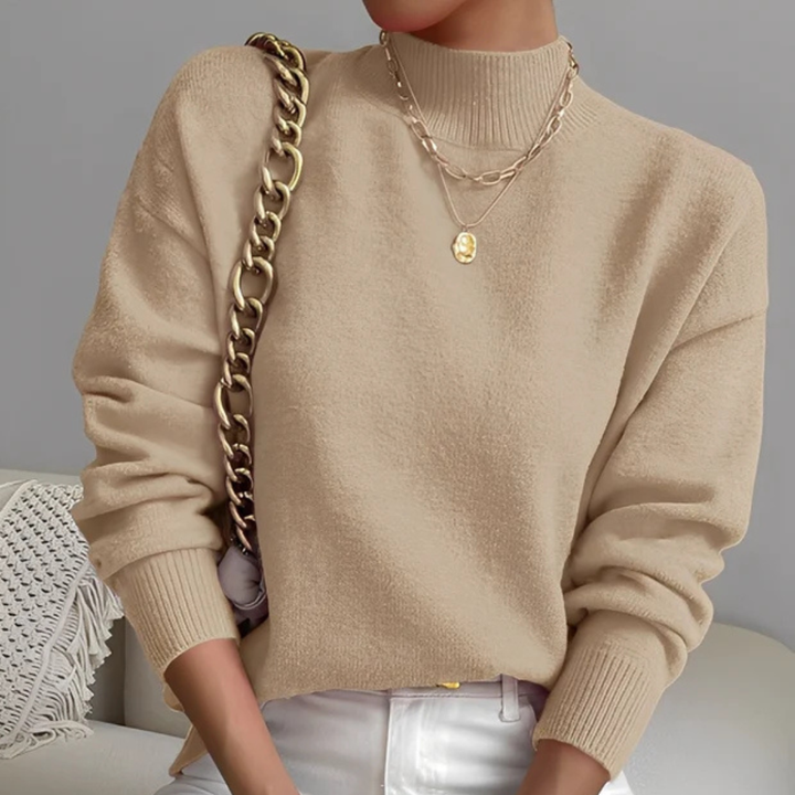 Damski ciepły sweter golfowy na zimę, idealny do eleganckich i casualowych stylizacji.
