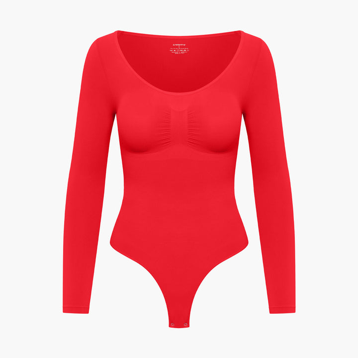 Uniwersalne damskie body modelujące, gładkie, bezszwowe, z długim rękawem. Komfort i styl na jesień.