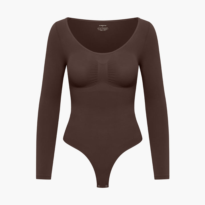 Komfortowe damskie body bezszwowe z długim rękawem. Bielizna modelująca, gładka i elegancka.