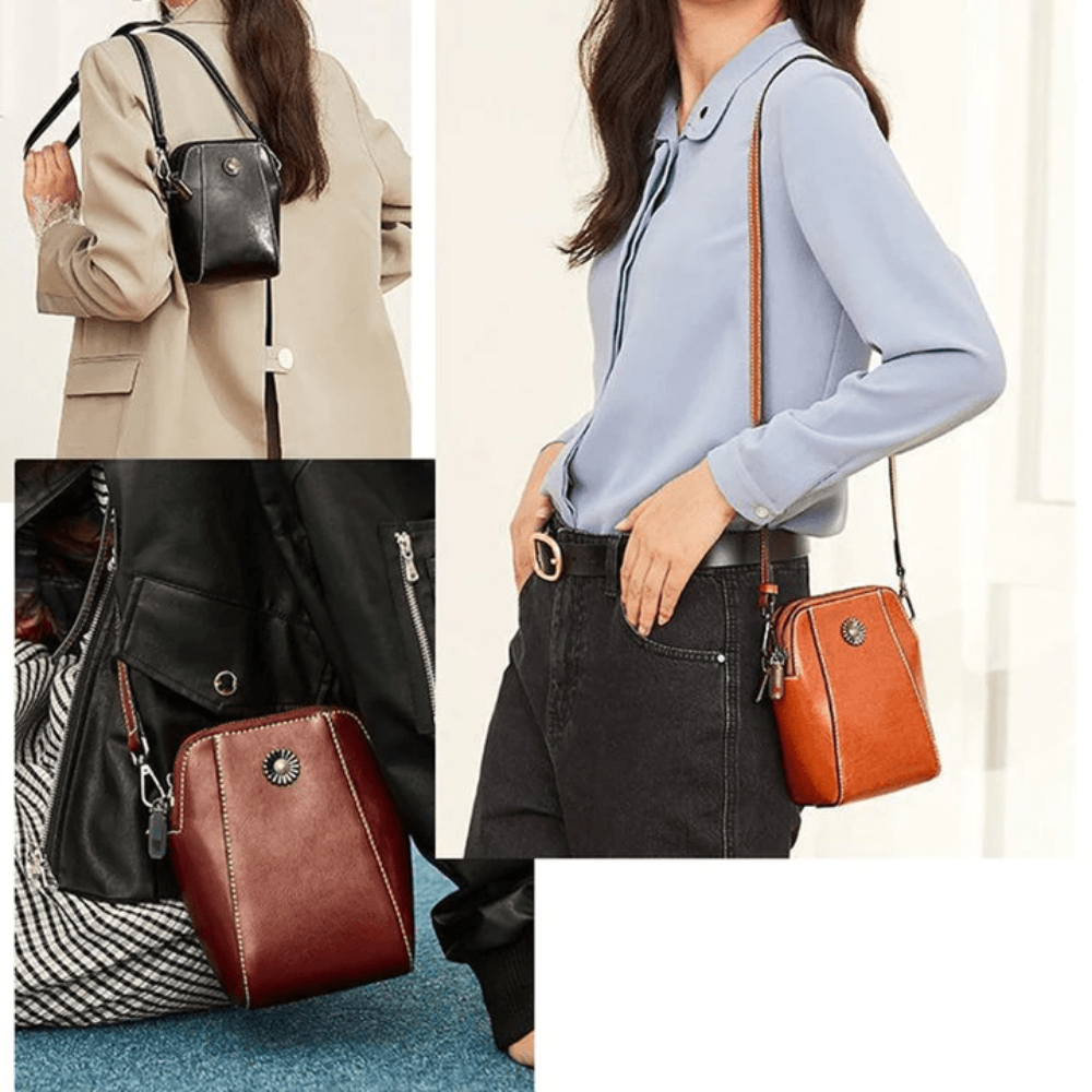 Kompaktowa damska torebka crossbody, mini rozmiar, stylowy dodatek na ramię.