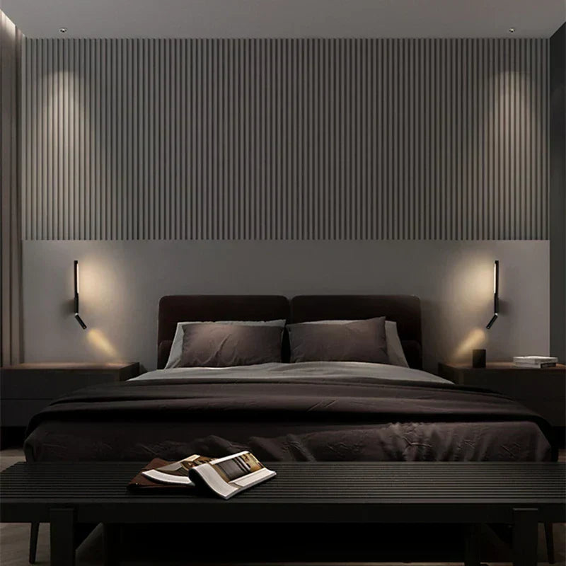 Minimalistyczna lampa ścienna LED do sypialni, idealna do nastrojowego oświetlenia i relaksu.