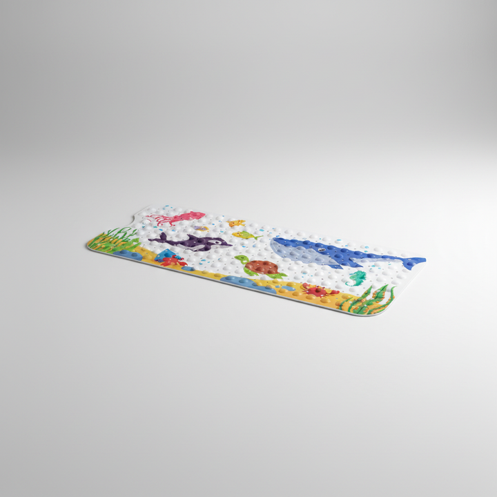 Mata SafeSplash PVC antypoślizgowa dla dzieci, z przyssawkami, idealna do wanny i pod prysznic, wzory dla maluchów.