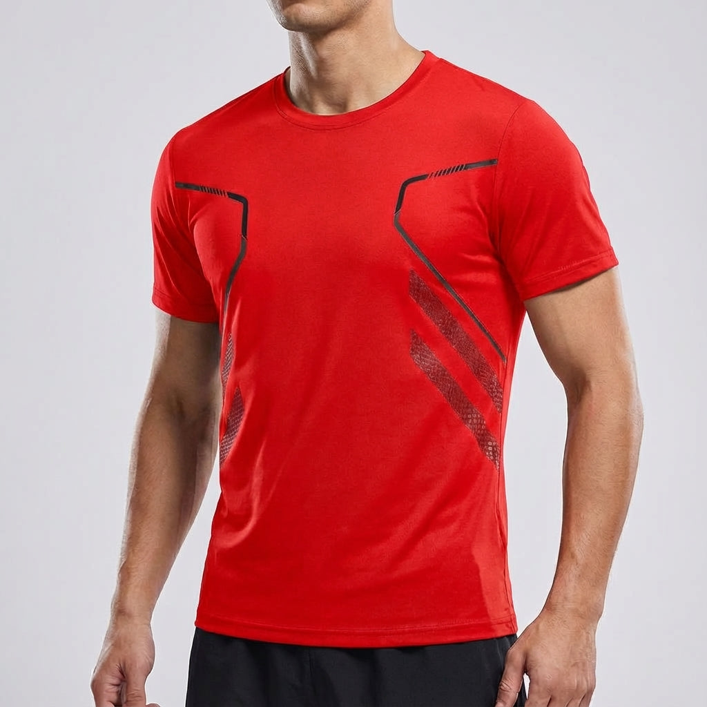 Oddychający t-shirt męski z nadrukiem, do sportu i na co dzień, komfortowy, lekki.