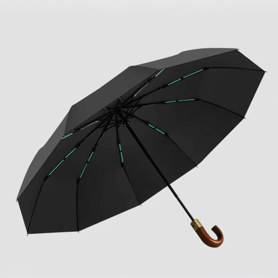 Parasol z wytrzymałą drewnianą rączką. Automatyczny, składany, 106 cm. Solidna ochrona przed wiatrem i deszczem.