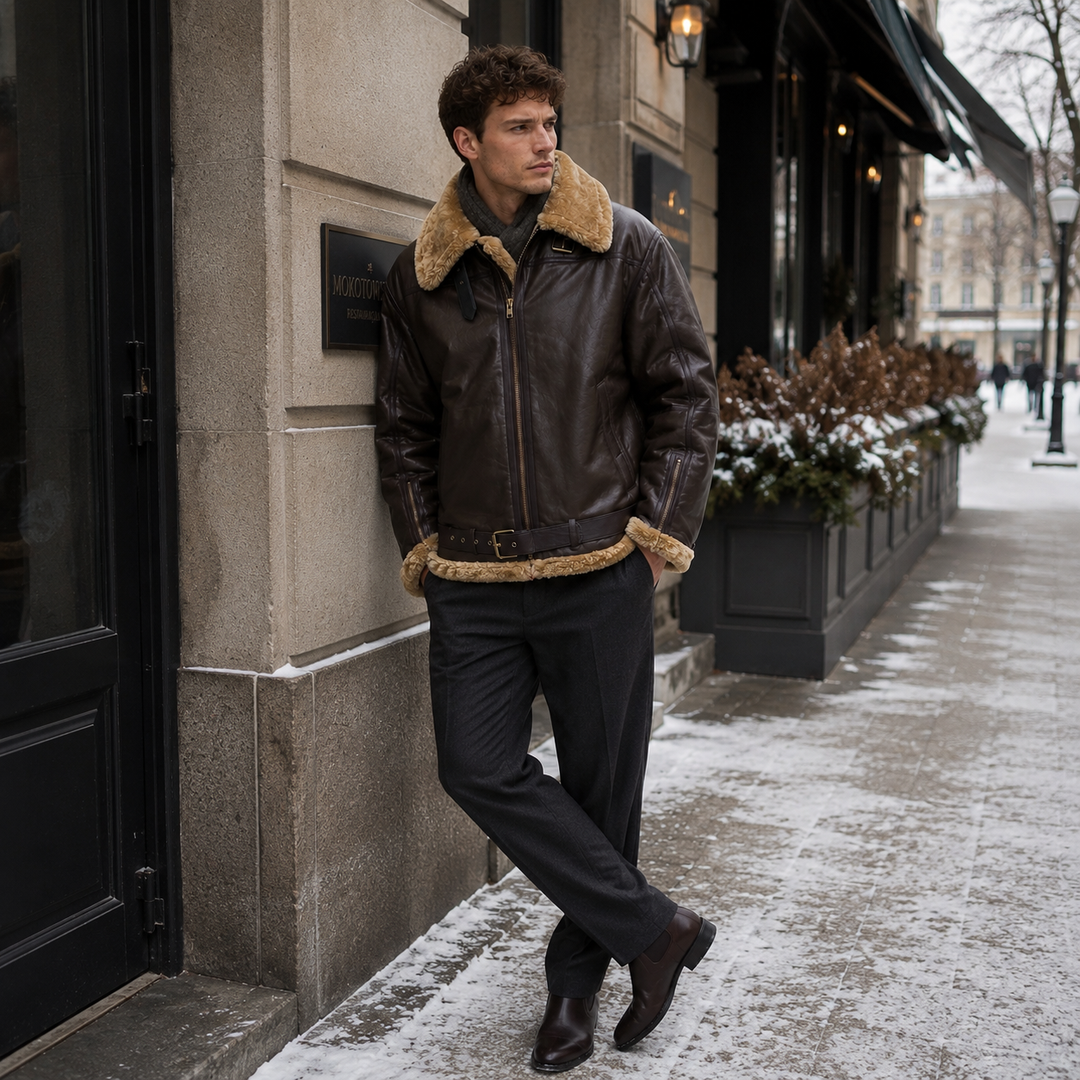 Wygodna męska kurtka lotnicza Aviator, zapewniająca komfort i klasyczny look na co dzień.