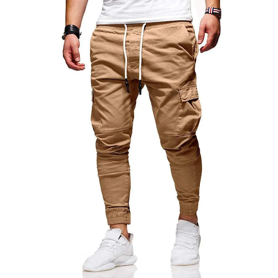 Męskie spodnie bojówki cargo, wygodne, ze ściągaczami i pojemnymi kieszeniami. Streetwear & casual.