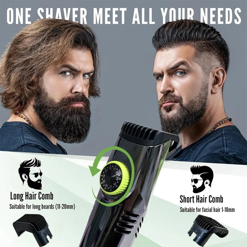 Precyzyjny trymer NeatBeard dla mężczyzn. Bezprzewodowy, zasilany USB-C, do stylizacji i golenia brody.