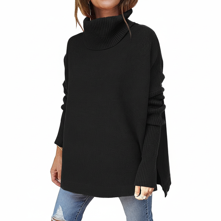 Elegancki sweter damski z golfem. Luźny krój, idealny na co dzień, na jesień i zimę. Ciepły i modny.