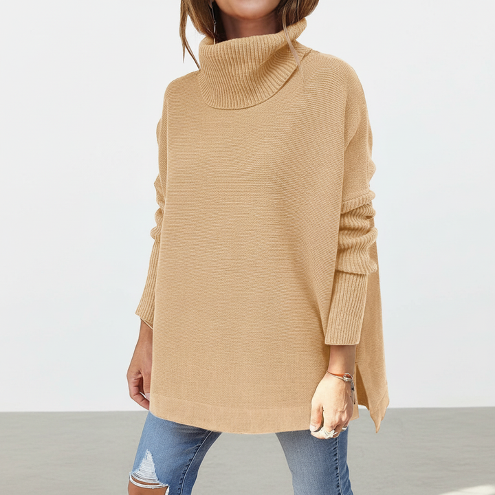 Zimowy sweter damski z golfem, komfortowy i modny. Idealny na mroźne dni, elegancki dodatek.