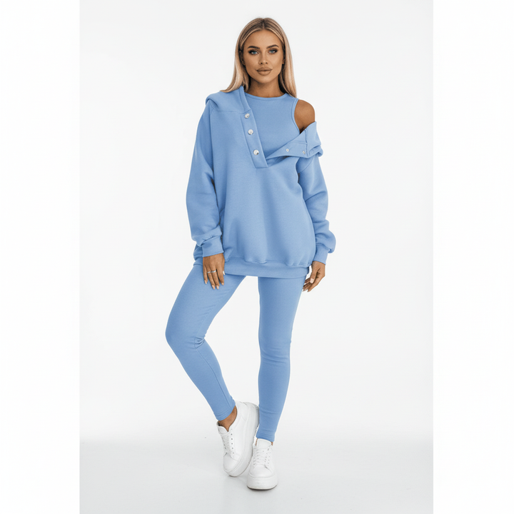 Modny damski dres Ines w stonowanym kolorze, idealny na casualowe wyjścia i loungewear.