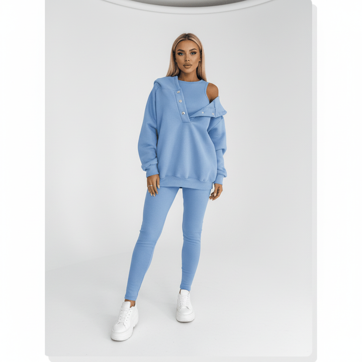 Komplet damski Ines: bluza i spodnie dresowe, styl streetwear, zapewniające komfort i swobodę ruchów.