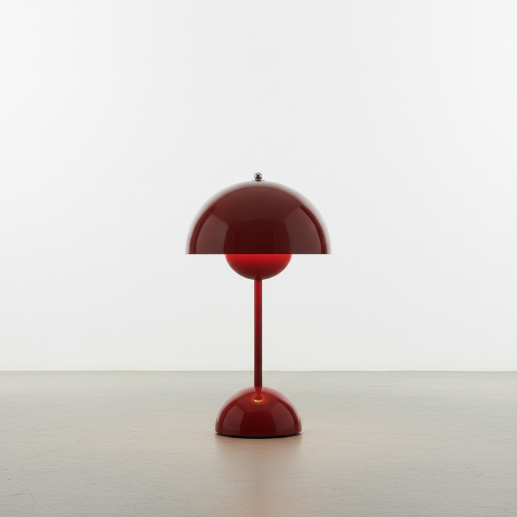 Lampa stołowa LED MoodSphere o ciepłym świetle, tworząca przytulny nastrój w salonie.