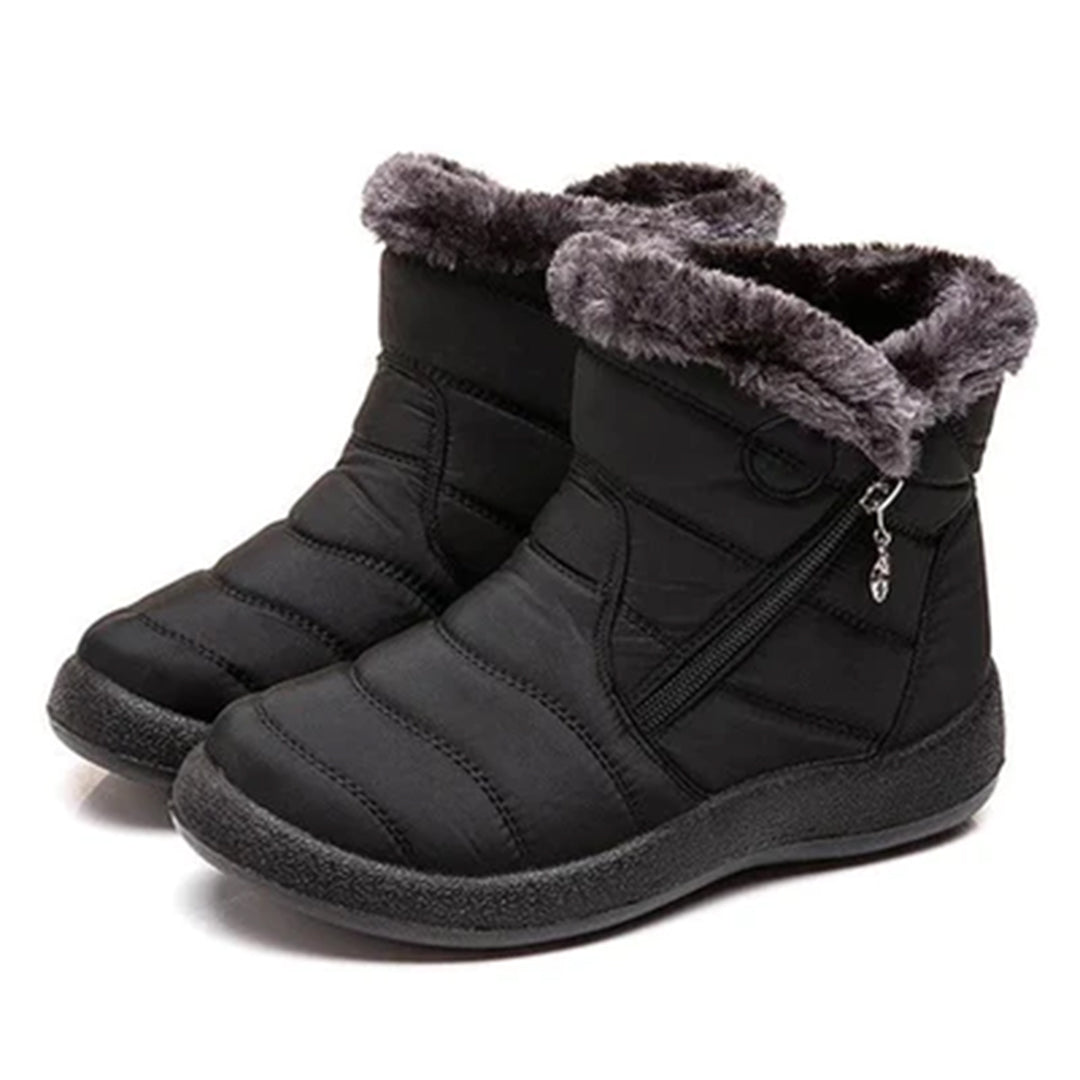 Damskie buty zimowe Julia, brązowe, ciepłe i wygodne, idealne na mroźne dni.