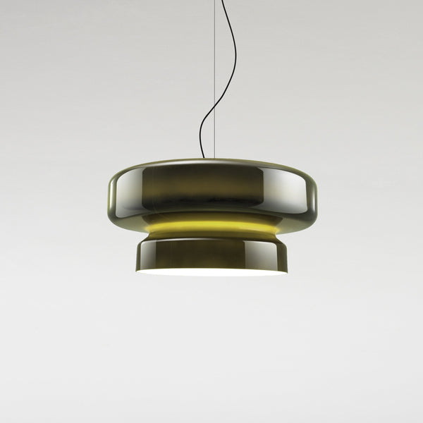 Nowoczesna lampa wisząca ze szkła dmuchanego. Oświetlenie sufitowe do wnętrz, elegancki wystrój.
