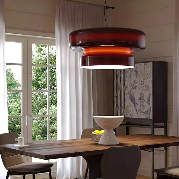 Designerska lampa sufitowa do salonu. Nowoczesne oświetlenie wiszące ze szkła dmuchanego.