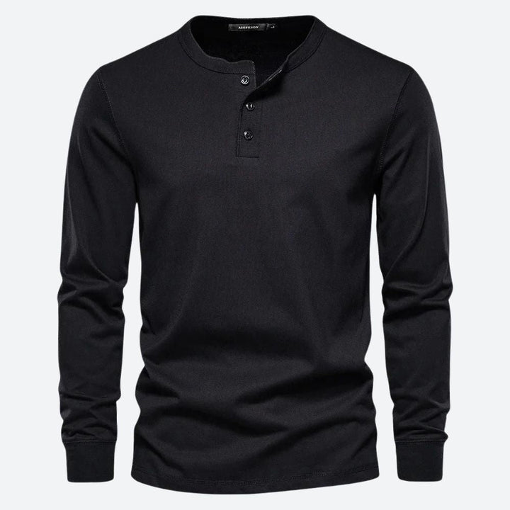Casualowa męska koszulka Henley z długim rękawem, na lato, modna, zapewnia styl i wygodę.