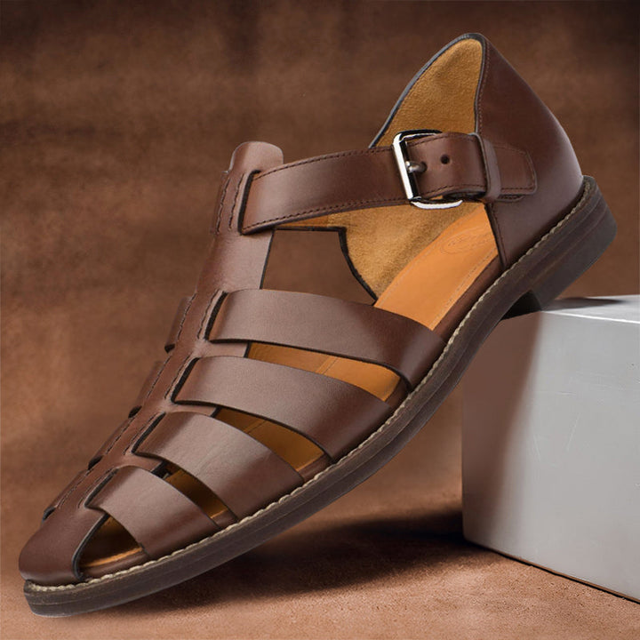 Męskie sandały gladiator Victor z klamrami, stylowe buty na lato. Idealne na miejskie spacery i plażę.