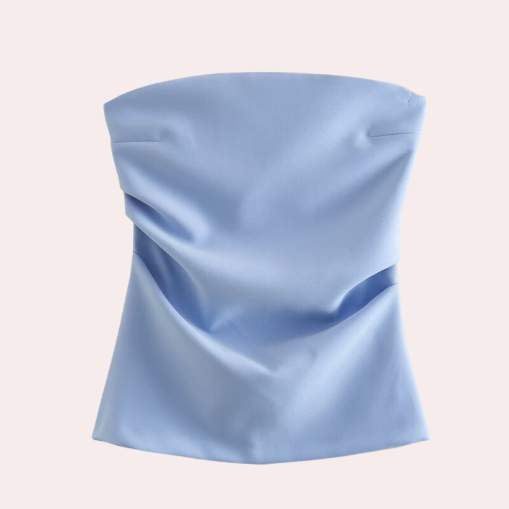 Modna bluzka damska bez ramiączek. Stylowy top idealny na lato. Elegancka i wygodna odzież damska.
