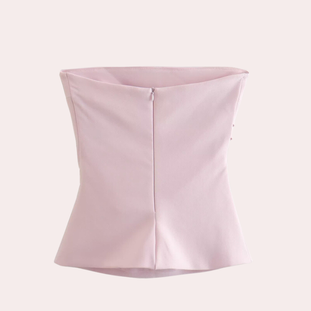 Biała stylowa bluzka damska bez ramiączek. Elegancki top na lato, doskonała na upalne dni.