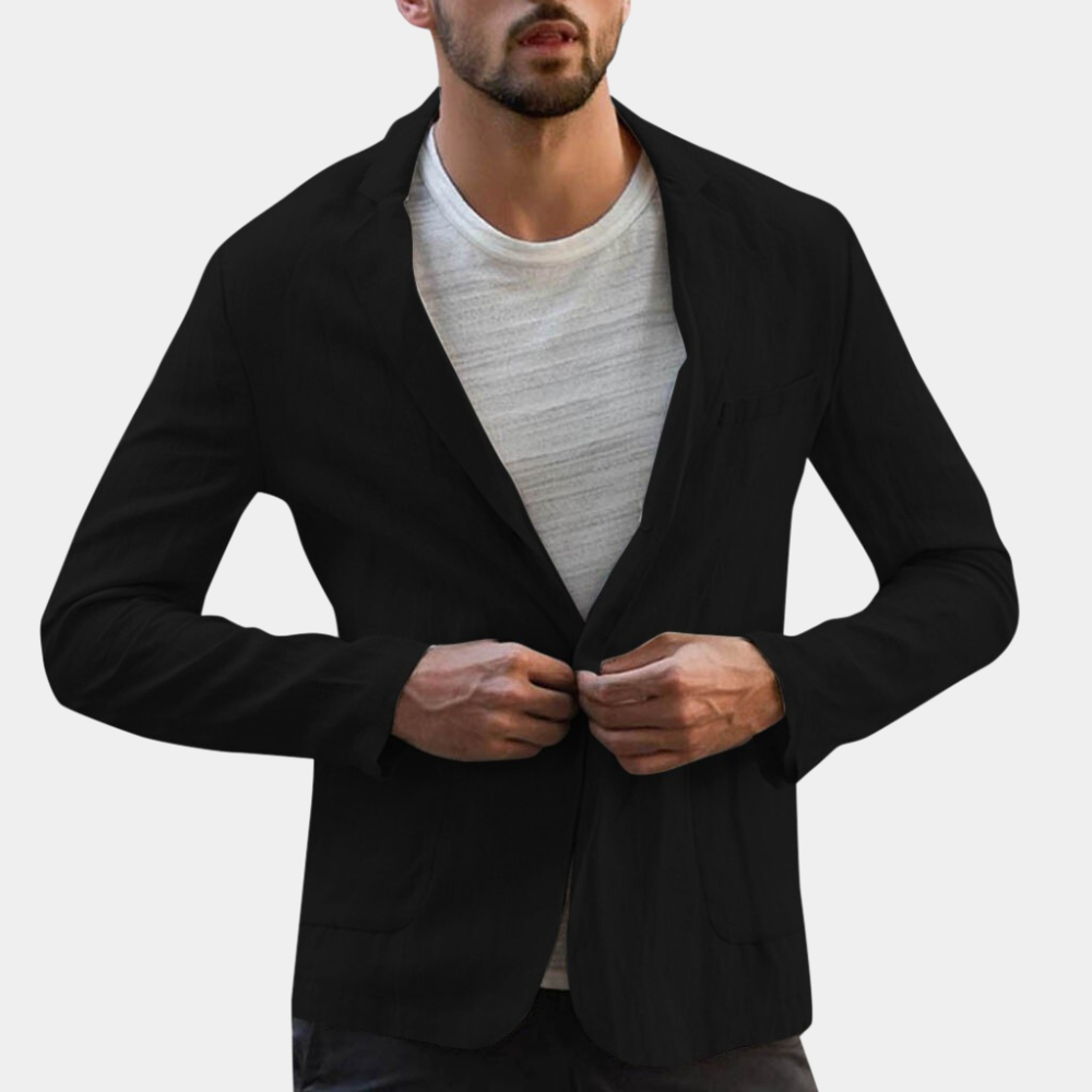 Męska marynarka casualowa oddychająca, krój slim fit. Elegancka i lekka, must-have w modzie męskiej na wiosnę.