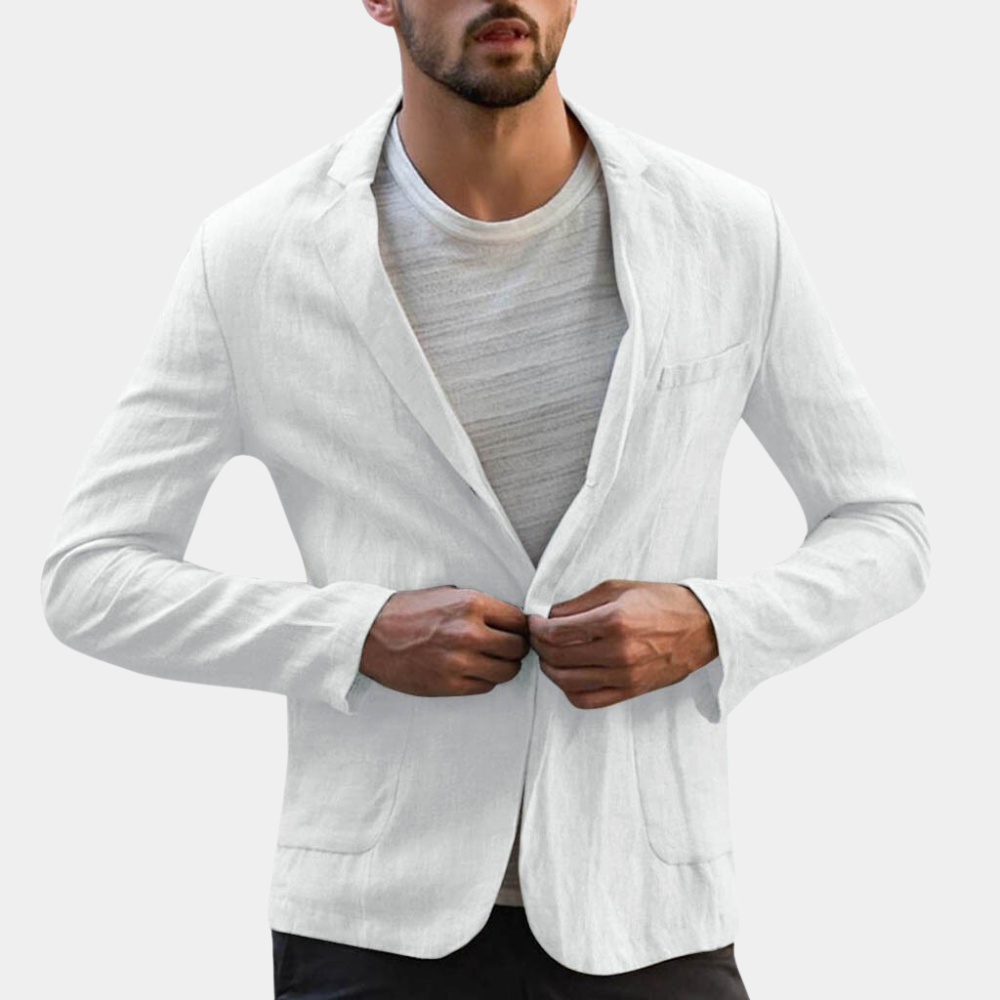 Męska marynarka casualowa slim fit. Lekka, oddychająca i elegancka, idealna na wiosenne i letnie stylizacje.