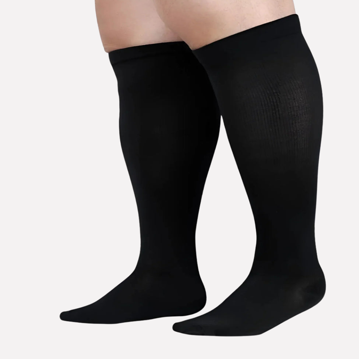 Unisex skarpety kompresyjne codzienne czarne/beżowe, wspierające nogi. Idealne dla komfortu i stabilizacji.