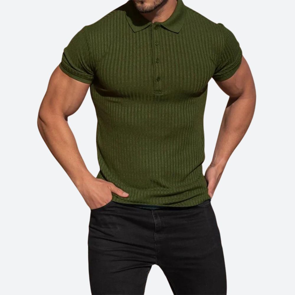 Męska koszulka polo z krótkim rękawem, idealna na lato. Swobodna, elegancka i komfortowa.