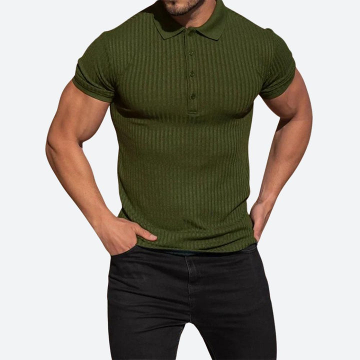 Męska koszulka polo z krótkim rękawem, idealna na lato. Swobodna, elegancka i komfortowa.