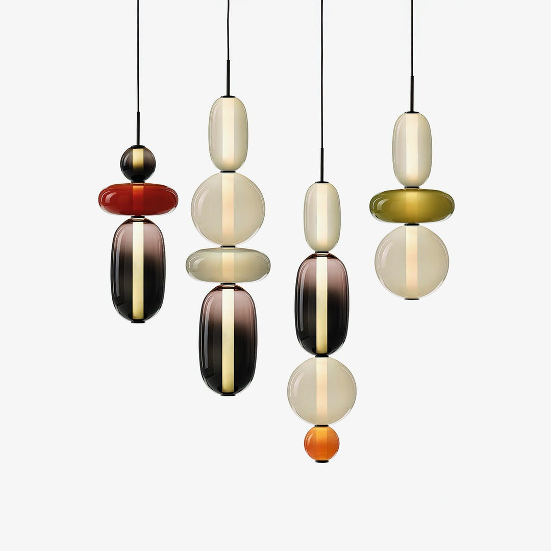 Szklana lampa sufitowa z efektem cukru, modne oświetlenie do jadalni.