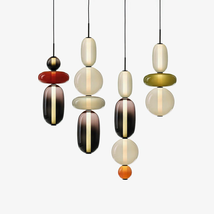 Szklana lampa sufitowa z efektem cukru, modne oświetlenie do jadalni.