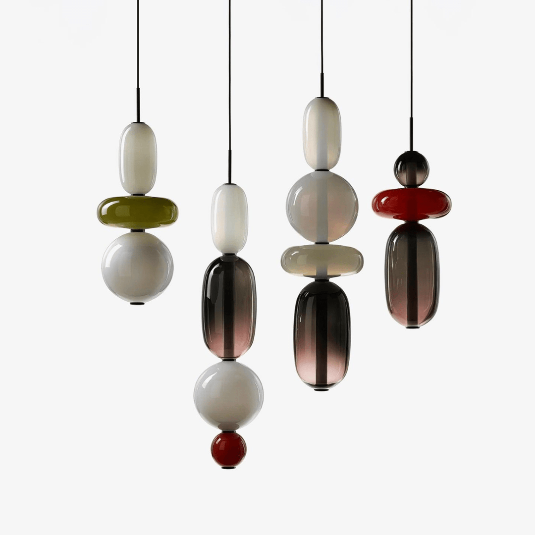 Unikalna lampa sufitowa z dekoracyjnym szkłem, efekt cukru, idealna do jadalni.