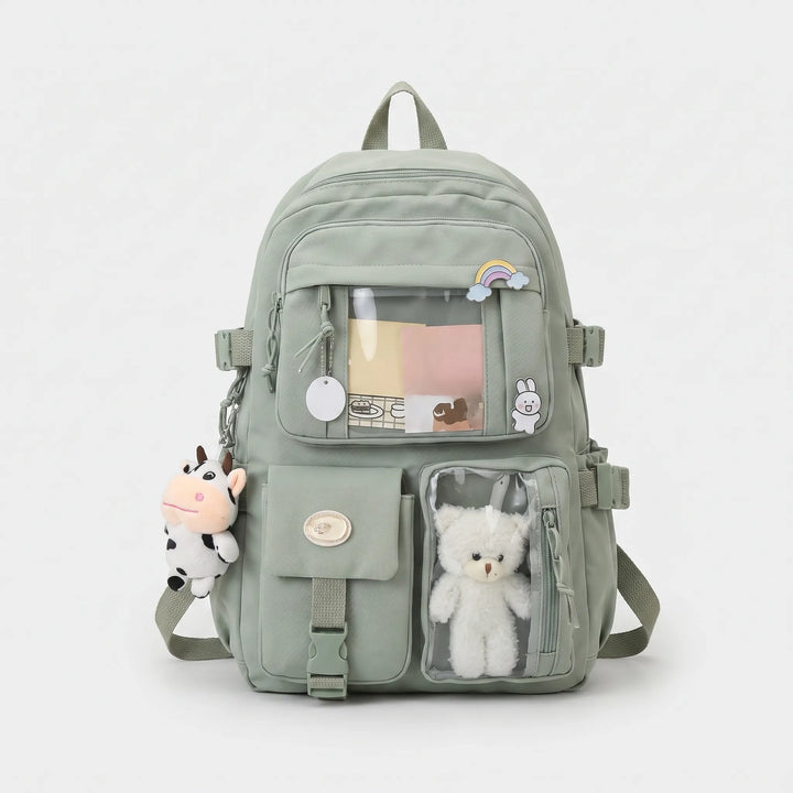 Modny plecak unisex z przezroczystymi panelami, idealny do personalizacji. Stylowy miejski design.
