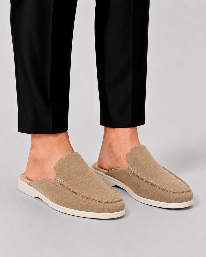Eleganckie męskie mule loafery z otwartą piętą. Idealne do letnich stylizacji, komfortowe obuwie na co dzień.