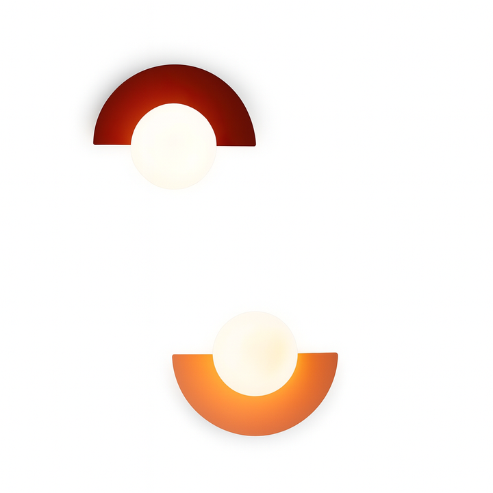 Lampa ścienna półokrągła LED, nordycki design, do nowoczesnych wnętrz, dostępna w 6 kolorach.