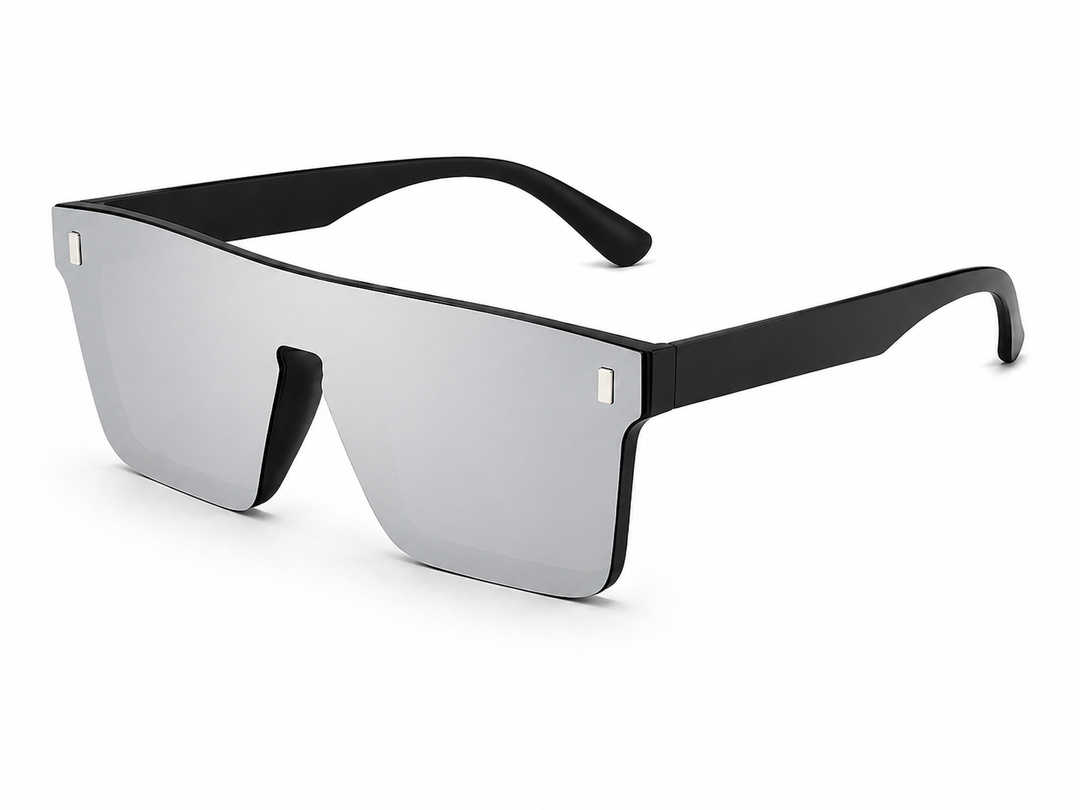 Męskie bezramkowe okulary przeciwsłoneczne sportowe shield z ochroną UV. Idealne do aktywności na świeżym powietrzu.