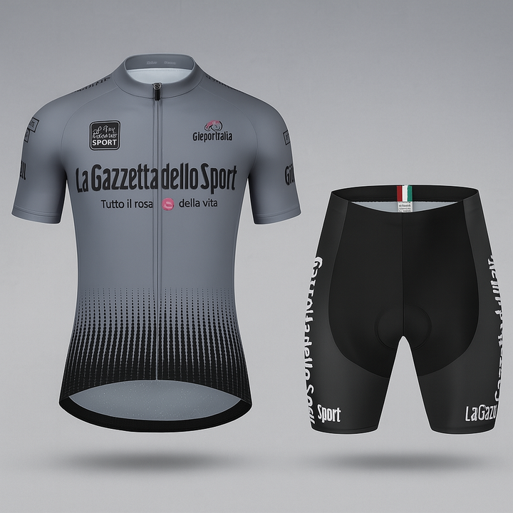 Letni męski zestaw sportowy do jazdy na rowerze: lekka koszulka i spodenki z wkładką, idealny dla kolarzy.